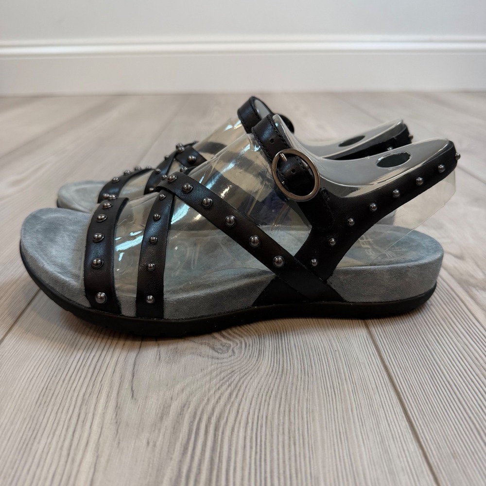 NEW Dansko Brigitte Black Full Grain Leather Studded Strappy Sandals 37 US 7